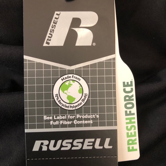 Mens RUSSELL Sweatshirt Half Zip Hoodie Size Med 38-40 Black Side Zip Pocket New - Picture 8 of 9